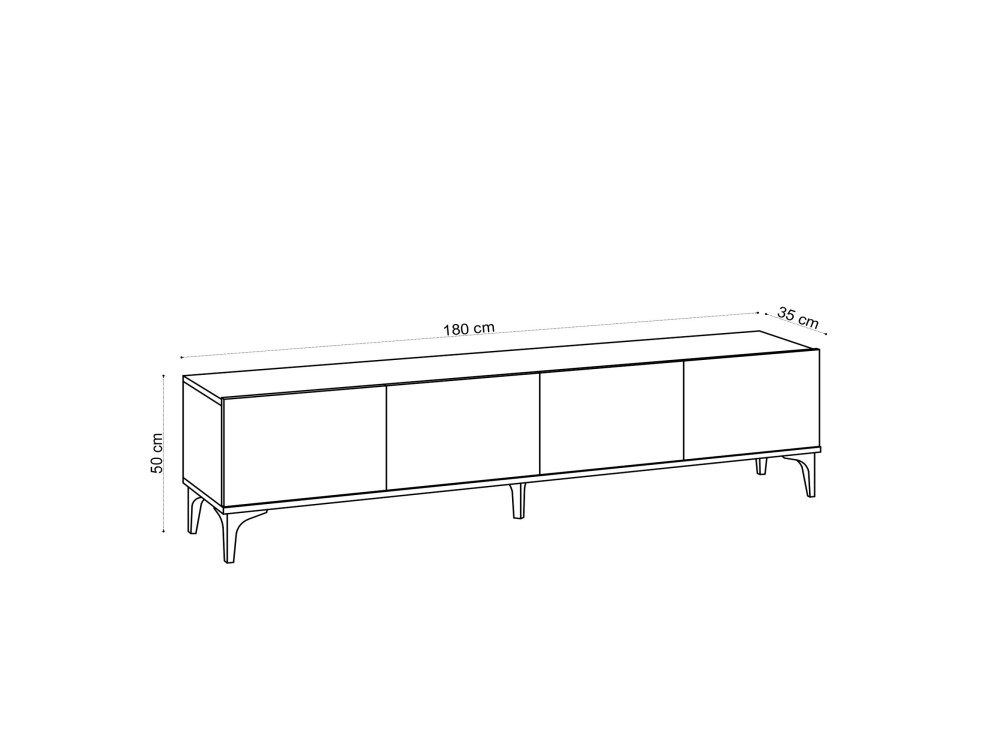Soporte de TV de madera "Nora" - 180 x 35 x 50 cm - Roble zafiro