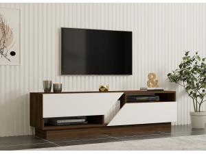 Soporte de TV de madera "Koza" - 160 x 40 x 45 cm - NogalBlanco 2