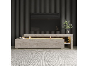 Soporte de TV de madera "Beliz" - 192 x 37 x 53 cm - Travertino 2
