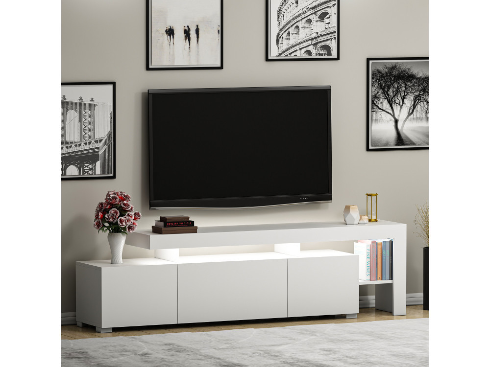 Soporte de TV de madera "Beliz" 192 x 37 x 53 cm - Blanco