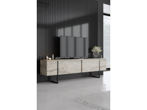 Soporte de TV de madera "Luxe" - 180 x 30 x 50 cm - TravertinoNegro 2