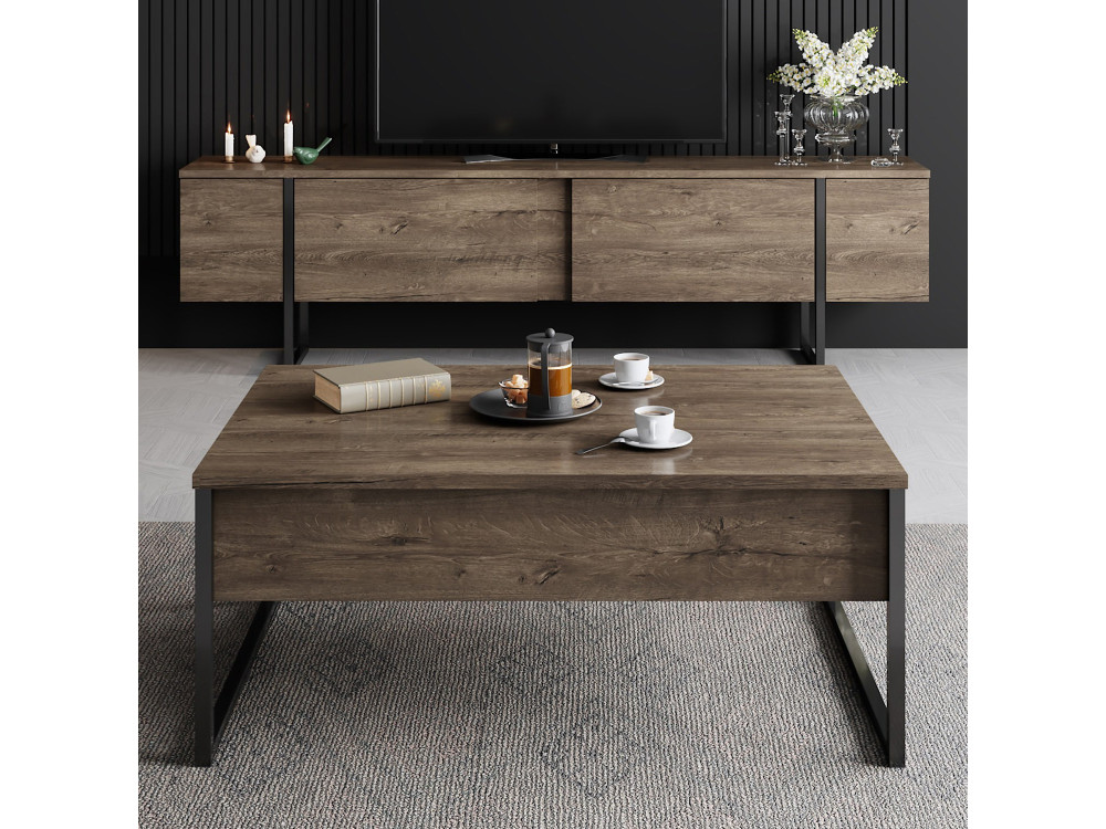 Soporte de TV de madera "Luxe" - 180 x 30 x 50 cm - NogalNegro