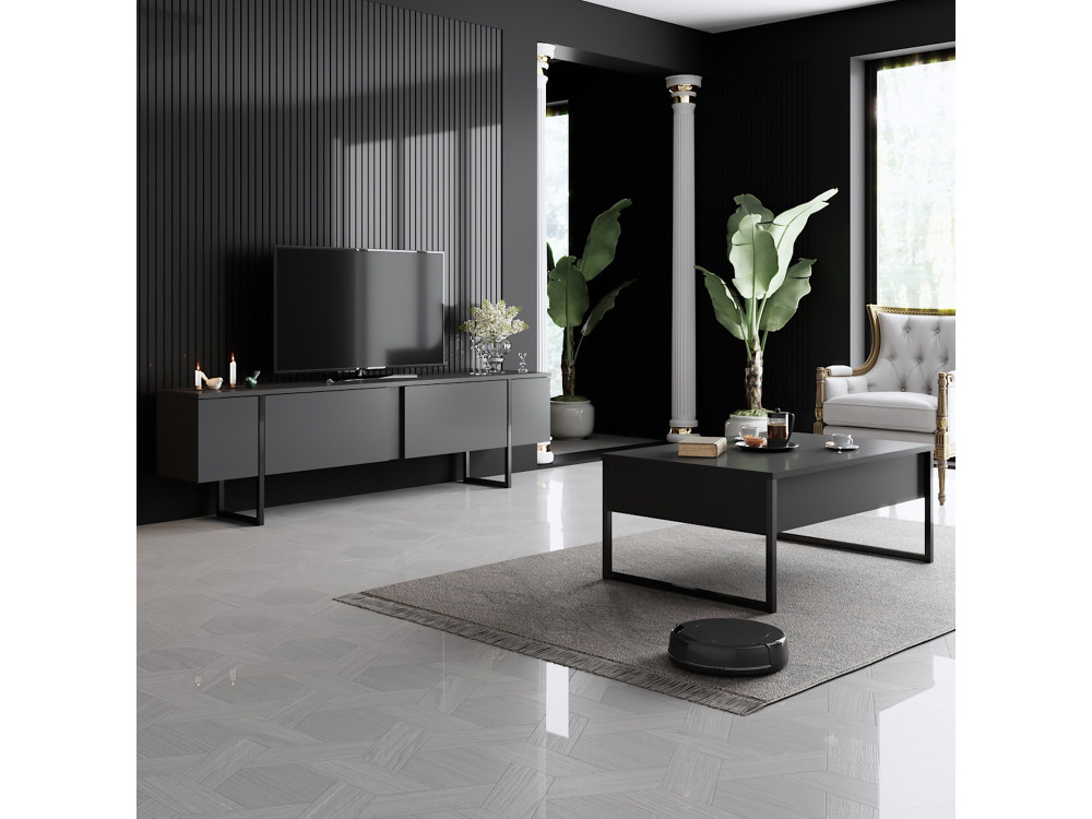 Soporte de TV de madera "Luxe" 180 x 30 x 50 cm - Antracita