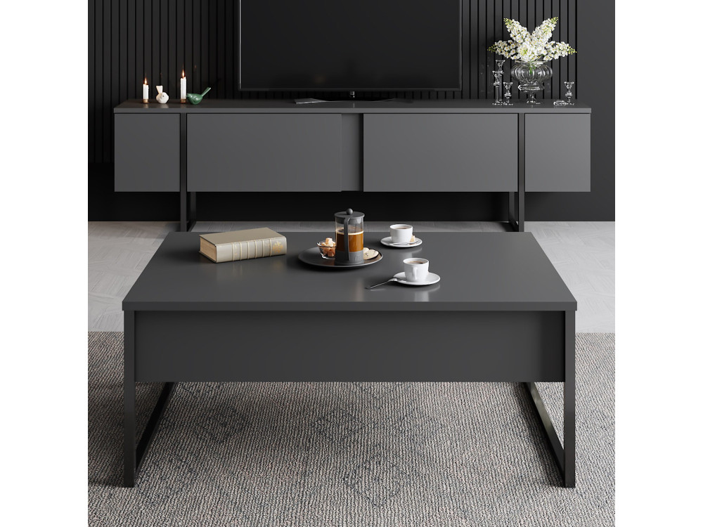 Soporte de TV de madera "Luxe" 180 x 30 x 50 cm - Antracita