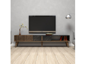 Soporte de TV de madera "Milan" - 180 x 35 x 40 cm - NogalNegro 2