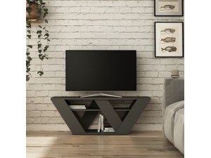 Mueble TV de madera "Pipralla" - 110 x 30 x 40 cm - Antracita 2