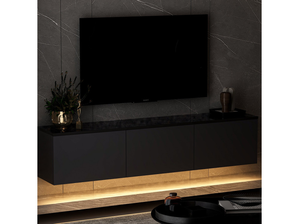 Soporte de TV de madera "Neon" - 160 x 32 x 35 cm - Antracita