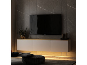 Soporte de TV de madera "Neon" 160 x 32 x 35 cm - Blanco 2