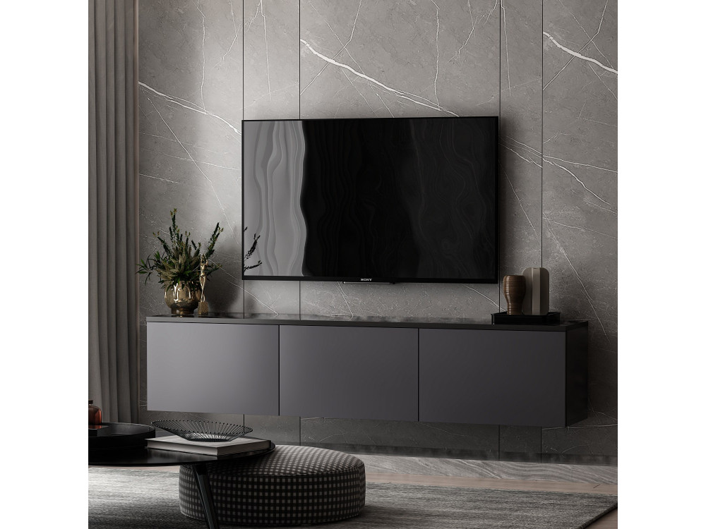 Soporte de TV de madera "Neon" 160 x 32 x 35 cm - Antracita
