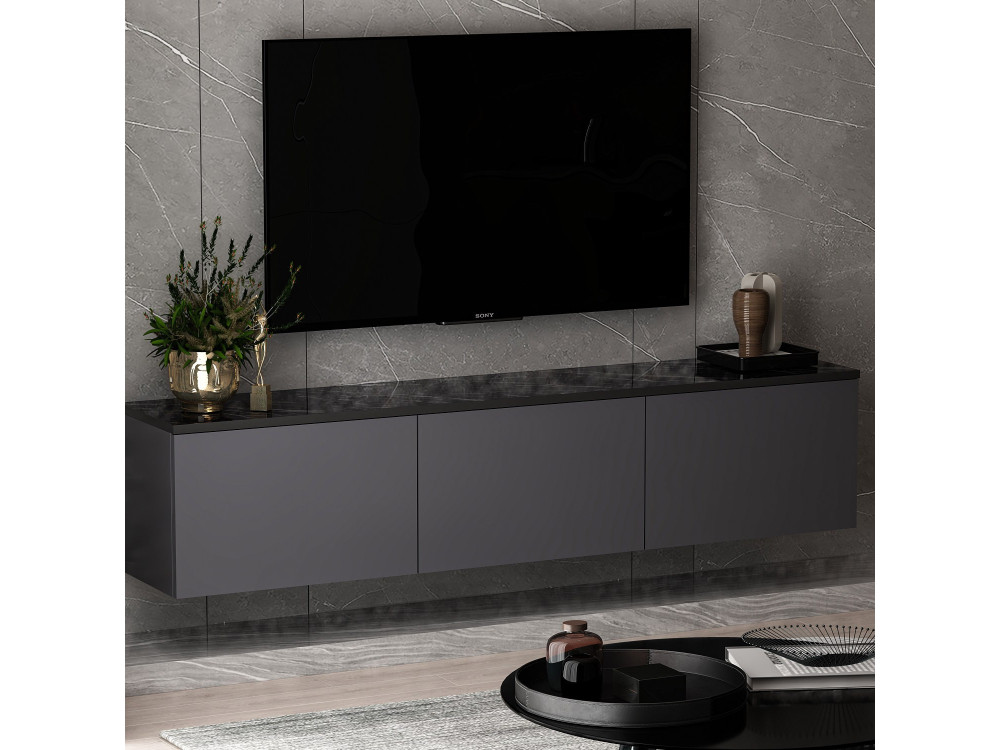Soporte de TV de madera "Neon" 160 x 32 x 35 cm - Antracita