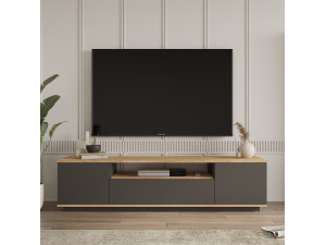 Soporte de TV de madera "FR7" - 180 x 44 x 44 cm - Pino AtlánticoAntracita 2