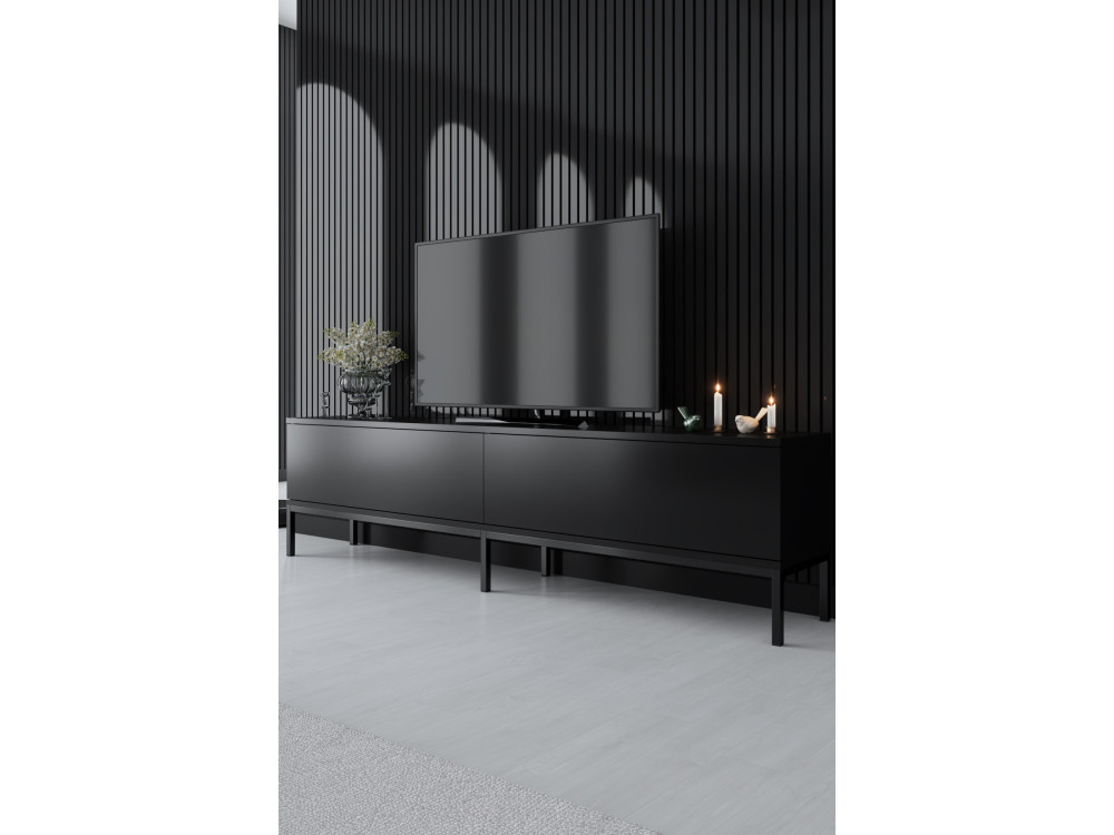 Mueble TV de madera "Lord" - 180 x 30 x 47 cm - Negro