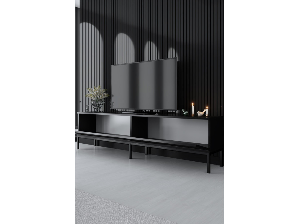 Mueble TV de madera "Lord" - 180 x 30 x 47 cm - Negro