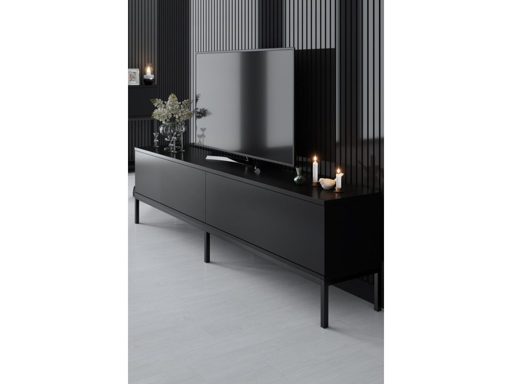 Mueble TV de madera "Lord" - 180 x 30 x 47 cm - Negro