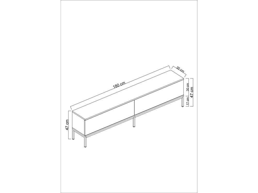 Mueble TV de madera "Lord" - 180 x 30 x 47 cm - Negro