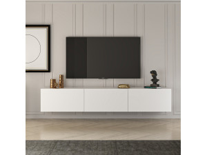 Mueble TV de madera "West" 150 x 32 x 30 cm - Blanco 2