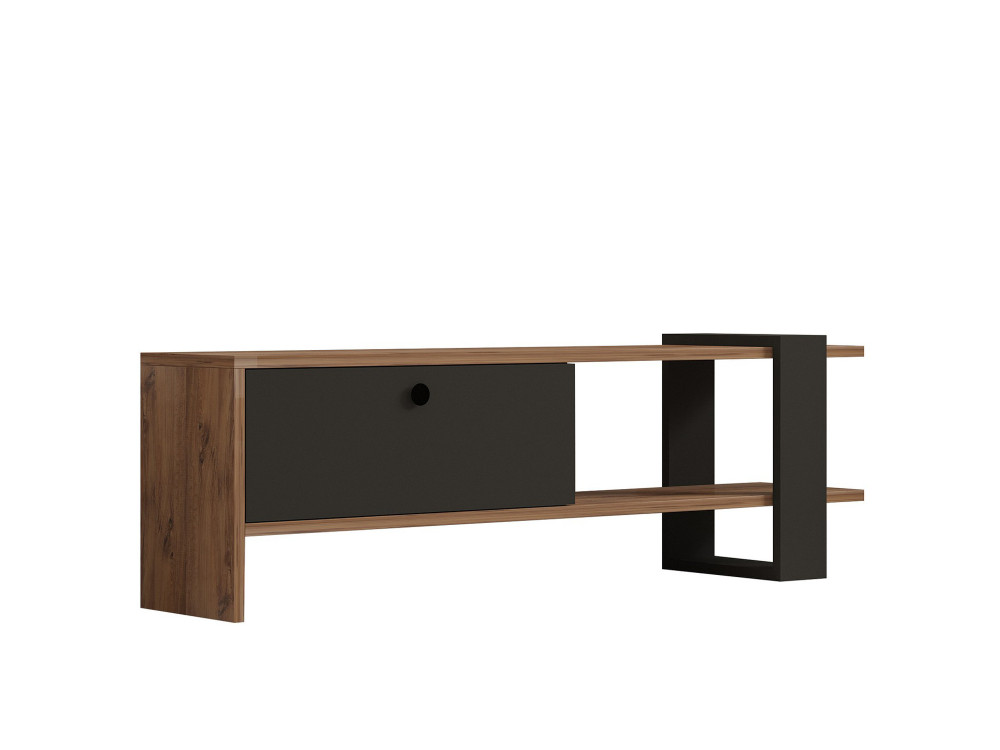 Soporte de TV de madera "Ova" - 120 x 25 x 36 cm - Roble-Antracita