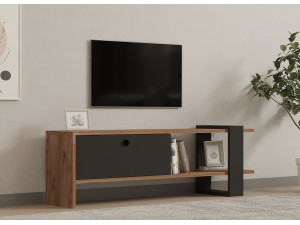 Soporte de TV de madera "Ova" - 120 x 25 x 36 cm - Roble-Antracita 2