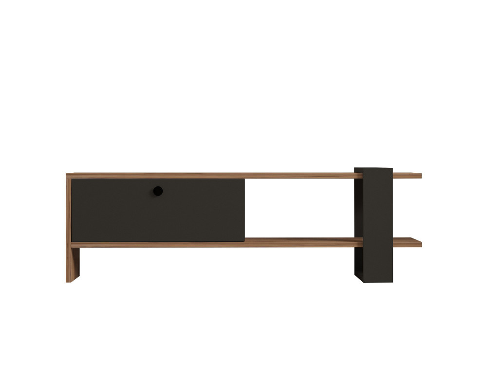 Soporte de TV de madera "Ova" - 120 x 25 x 36 cm - Roble-Antracita