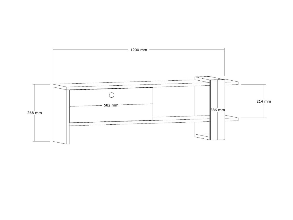 Soporte de TV de madera "Ova" - 120 x 25 x 36 cm - Roble-Antracita