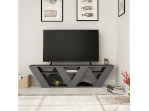 Soporte de TV de madera "Ralla" - 158 x 30 x 40 cm - Antracita 2