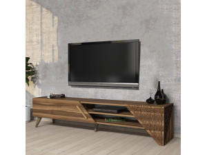 Soporte de TV de madera "Beril" - 180 x 40 x 37 cm - Nogal 2