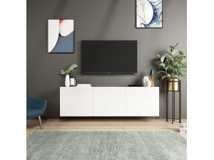 Soporte de TV de madera "Blanco" - 150 x 31 x 44 cm - Blanco 2