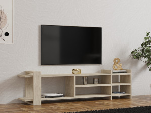 Soporte de TV de madera "Zeyna" - 156 x 29 x 40 cm - Travertino 2
