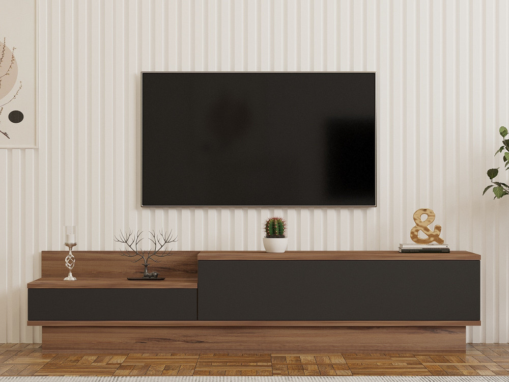 Soporte de TV de madera "Asir" - 160 x 35 x 35 cm - Marrón