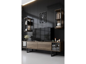 Soporte de TV de madera "Chrome Line" - 180 x 30 x 48 cm - NogalNegro 2