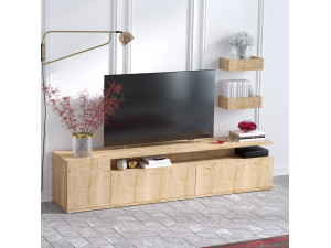 Soporte de TV de madera "Alika" - 180 x 35 x 45 cm - Roble 2