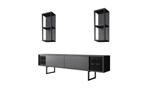 Mueble TV de madera "Black Line" - 180 x 30 x 48 cm - AntracitaNegro