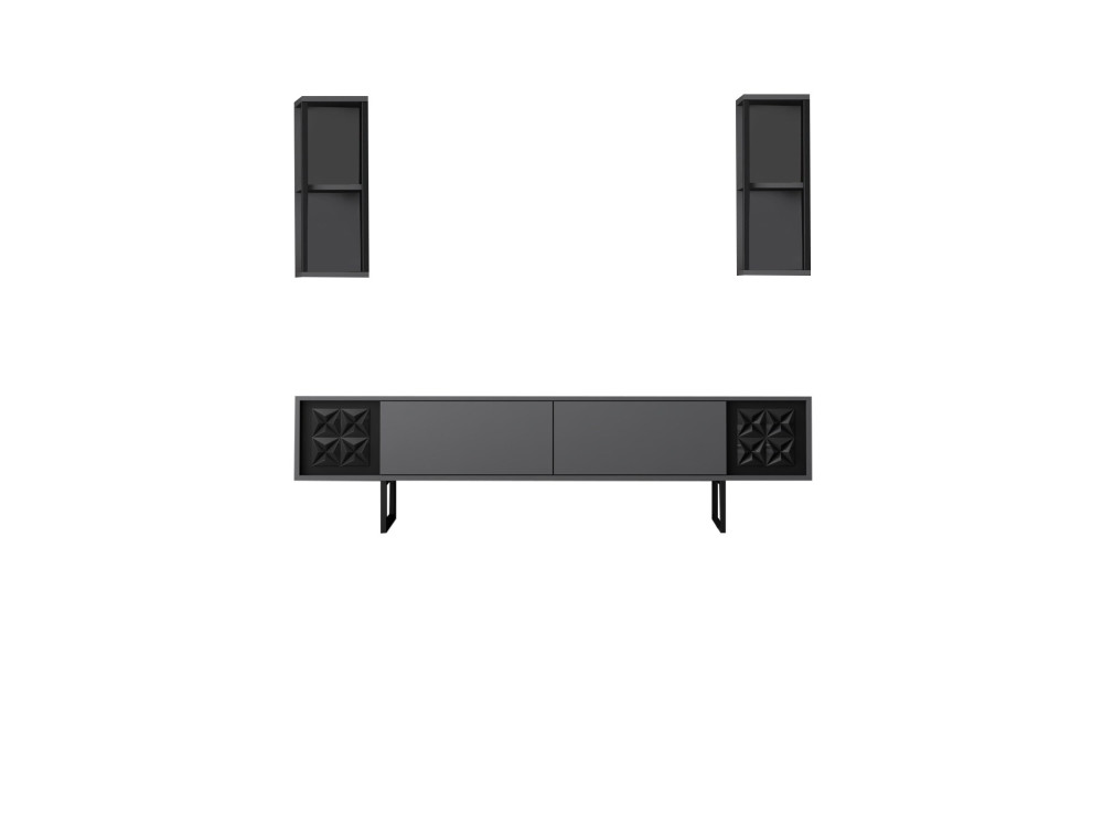 Mueble TV de madera "Black Line" - 180 x 30 x 48 cm - AntracitaNegro