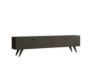 Mueble TV de madera "Parlak" - 160 x 25 x 40 cm - Gris antracita