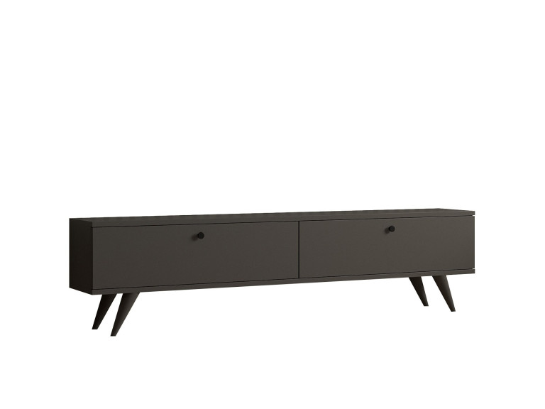 Mueble TV de madera "Parlak" - 160 x 25 x 40 cm - Gris antracita
