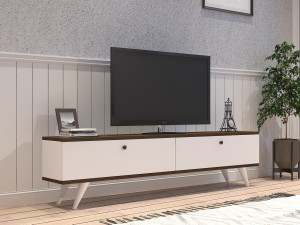 Soporte de TV de madera "Parlak" - 160 x 25 x 40 cm - Blanco 2
