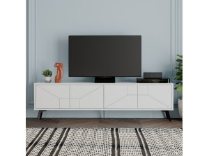 Soporte de TV de madera "Dune" - 180 x 29 x 50 cm - Blanco 2