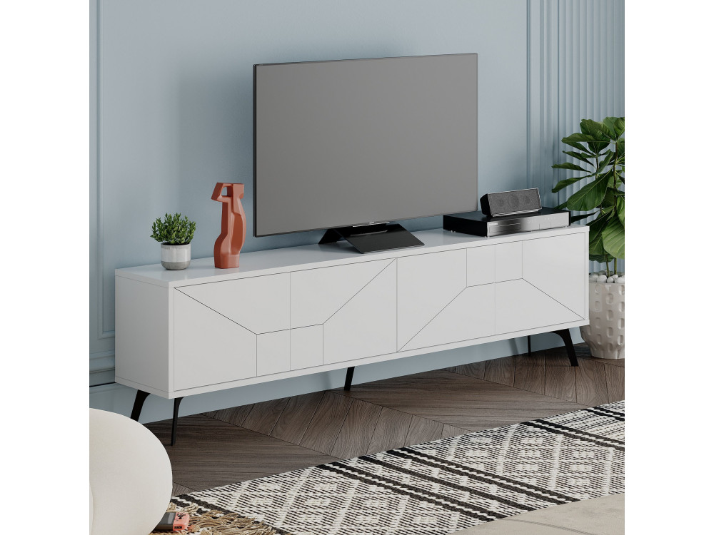 Soporte de TV de madera "Dune" - 180 x 29 x 50 cm - Blanco