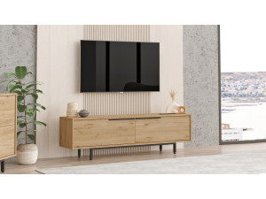 Soporte de TV de madera "Calvin" - 160 x 35 x 45 cm - Marrón 2