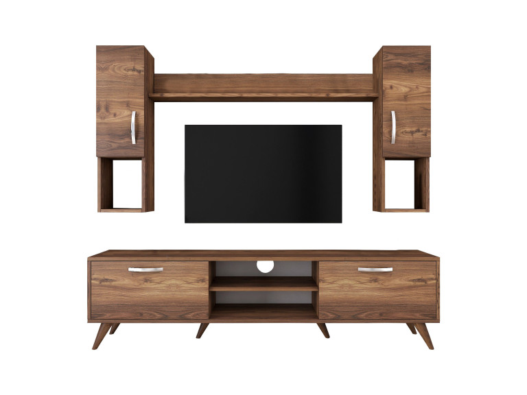Soporte de TV de madera "Mezalun" - 180 x 35 x 48 cm - Marrón