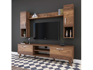 Soporte de TV de madera "Mezalun" - 180 x 35 x 48 cm - Marrón 2