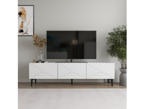 Soporte de TV de madera "Felix" - 160 x 31 x 44 cm - Blanco 2