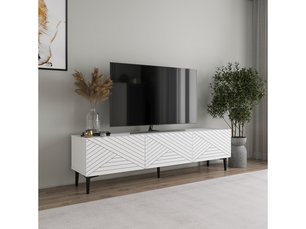 Soporte de TV de madera "Felix" - 160 x 31 x 44 cm - Blanco