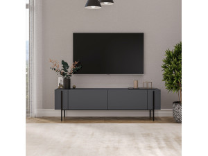 Soporte de TV de madera "Herman" - 160 x 31 x 45 cm - Gris antracita 2