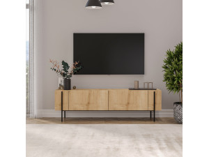 Soporte de TV de madera "Herman" - 160 x 31 x 45 cm - Beige 2