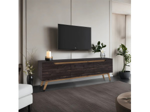 Soporte de TV de madera "Digi" - 180 x 35 x 48 cm - Negro 2