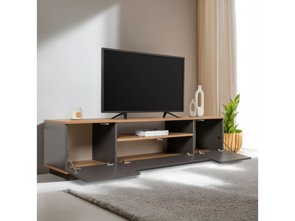 Soporte de TV de madera "Veramont" - 180 x 44 x 44 cm - Gris antracita