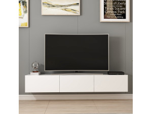 Mueble TV suspendido de madera "Rigel" - 180 x 32 x 30 cm - Blanco 2