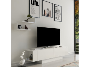 Soporte de TV de madera "Matera" - 150 x 31 x 41 cm - Blanco 2