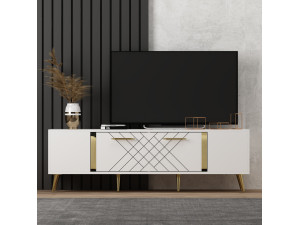 Soporte de TV de madera "Detas" - 150 x 35 x 48 cm - Oro 2